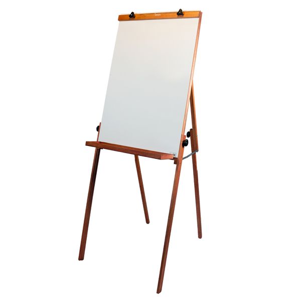 Flip Chart Quadro Branco Compacto 90x60 cm Madeira - Mogno
