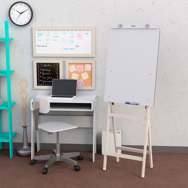 Flip Chart Quadro Branco Soft 60x90cm De Madeira - Carvalho