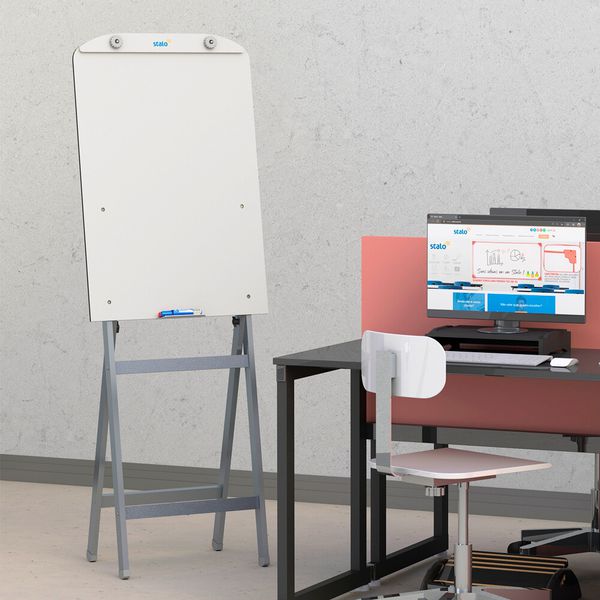 Flip Chart Quadro Branco Soft 60x90cm De Madeira - Cinza