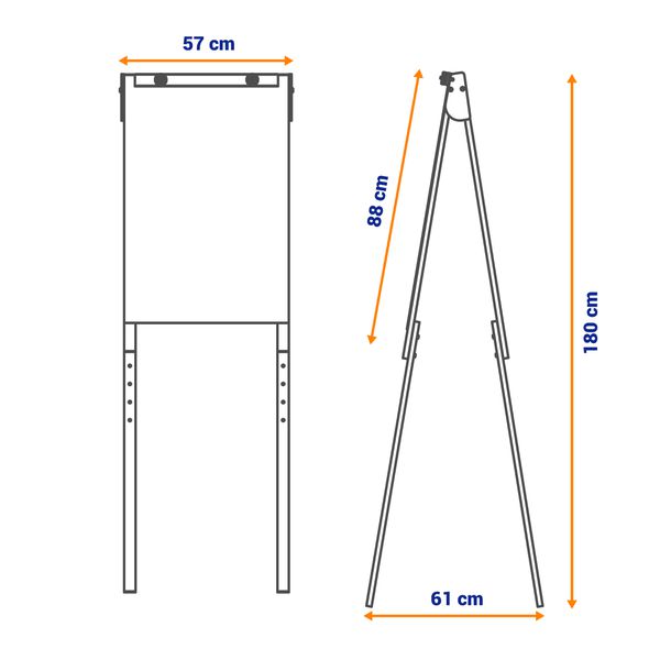 Flip Chart Quadro Branco Compact Line 56x87cm de Madeira