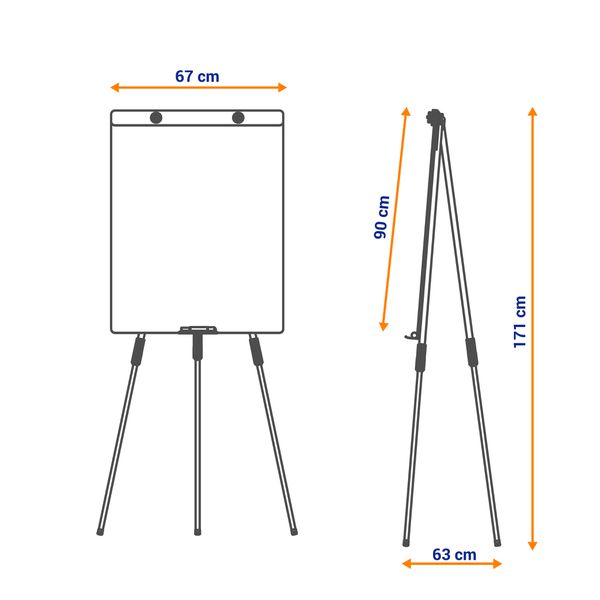 Flip Chart Quadro Branco Office 67x90cm Tripé Retrátil