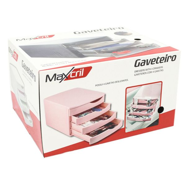 Gaveteiro Organizador de Escritório 4 Gavetas Home Office - Branco