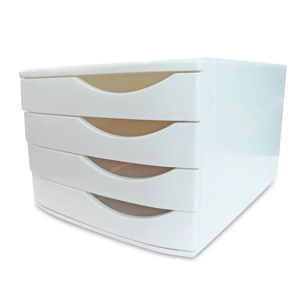 Gaveteiro Organizador de Escritório 4 Gavetas Home Office - Branco
