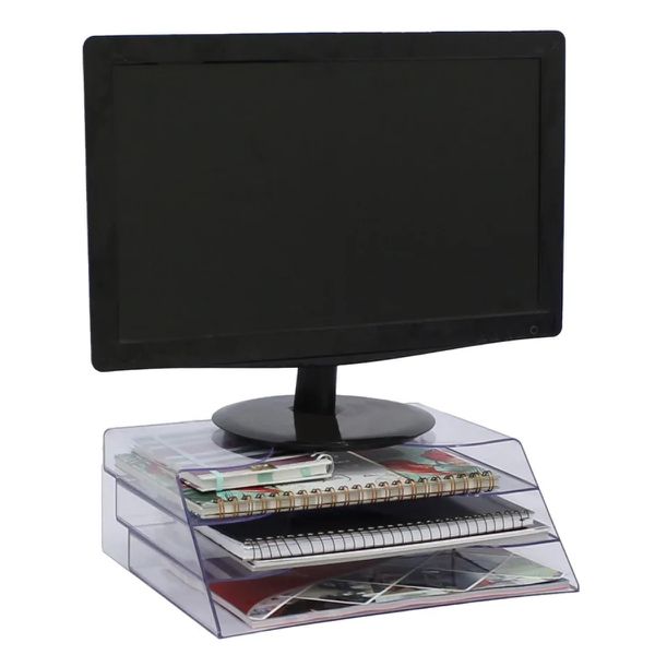 Suporte Organizador Triplo Home Office para Mesa e Escritório Cristal