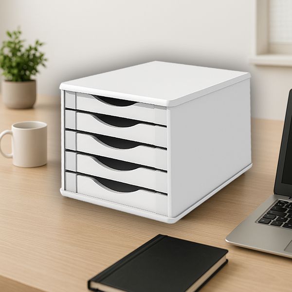 Gaveteiro de Mesa 5 Gavetas Madeira MDF - Branco