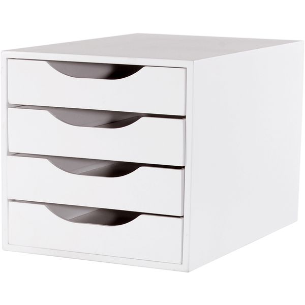 Gaveteiro De Mesa Easy Box 4 Gavetas Madeira - Branco