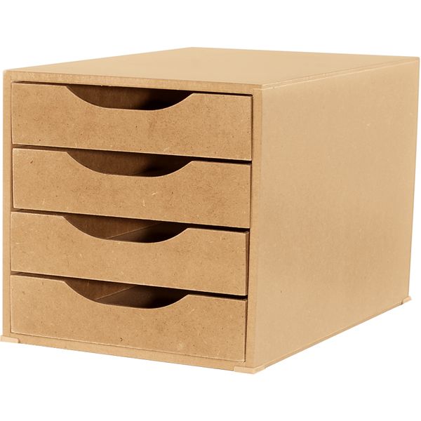 Gaveteiro De Mesa Easy Box 4 Gavetas Madeira - Natural