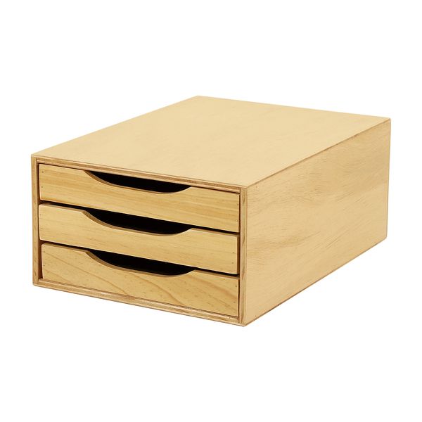 Gaveteiro de Mesa Organizador de Escritório 3 Gavetas Madeira Pinus