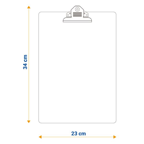 Prancheta Ofício 23x33,5cm com Tampo de Alumínio e Prendedor Metálico