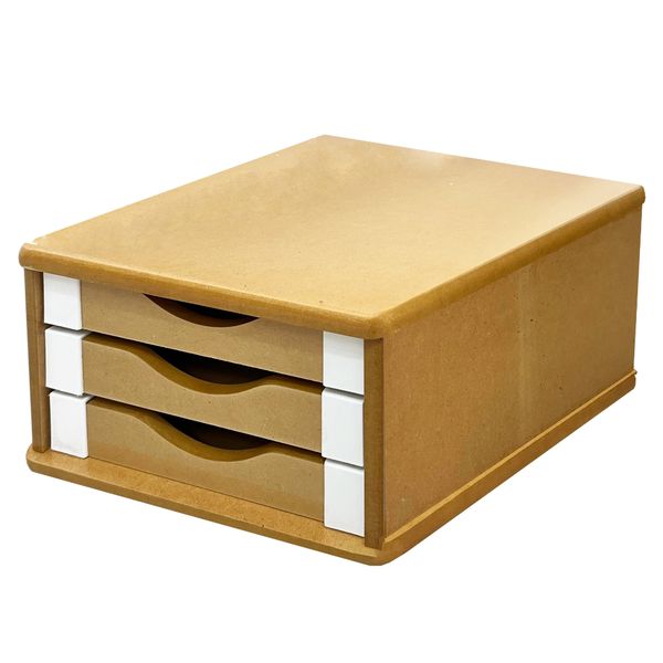 Gaveteiro De Mesa 3 Gavetas Madeira Mdf - Natural