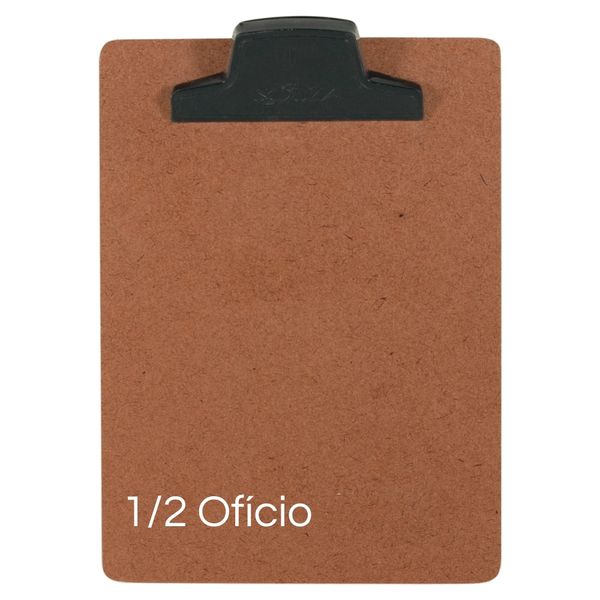 Prancheta 1/2 Ofício 17x23 de Madeira Duratex 3mm com Pegador de Plástico