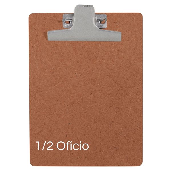 Prancheta 1/2 Ofício 17x23 de Madeira Duratex 3mm com Pegador de Metal