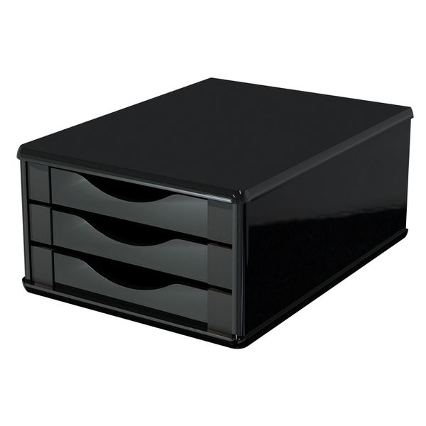 Gaveteiro de Mesa 3 Gavetas Madeira Mdf - Preto Black Piano