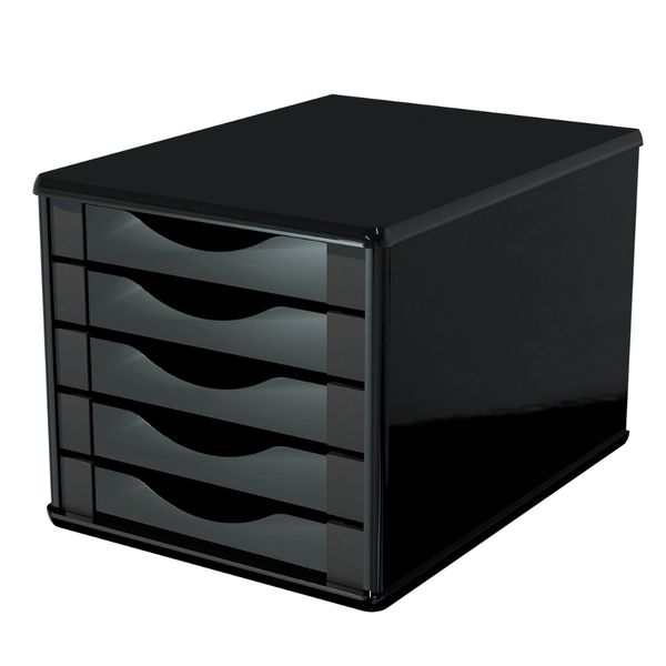 Gaveteiro de Mesa 5 Gavetas Madeira MDF - Preto Black Piano