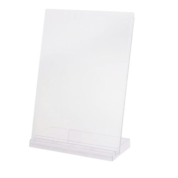 Display Expositor Porta Folheto Office 32x24cm A4 com Base Vertical Horizontal Cristal