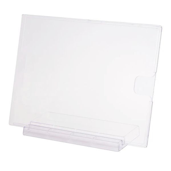 Display Expositor Porta Folheto Office 32x24cm A4 com Base Vertical Horizontal Cristal