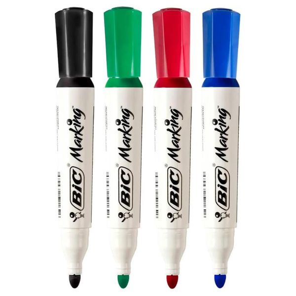 Caneta Pincel Para Quadro Branco Bic Marking Fashion 04 Cores com Apagador