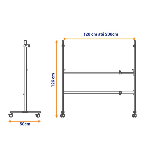 Kit Quadro Branco Magnético Office 120x90cm Aço Alumínio Com Suporte Universal