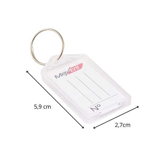 Kit 80 Chaveiro de Plástico Branco com Abertura e Etiqueta Pautada para Identificação