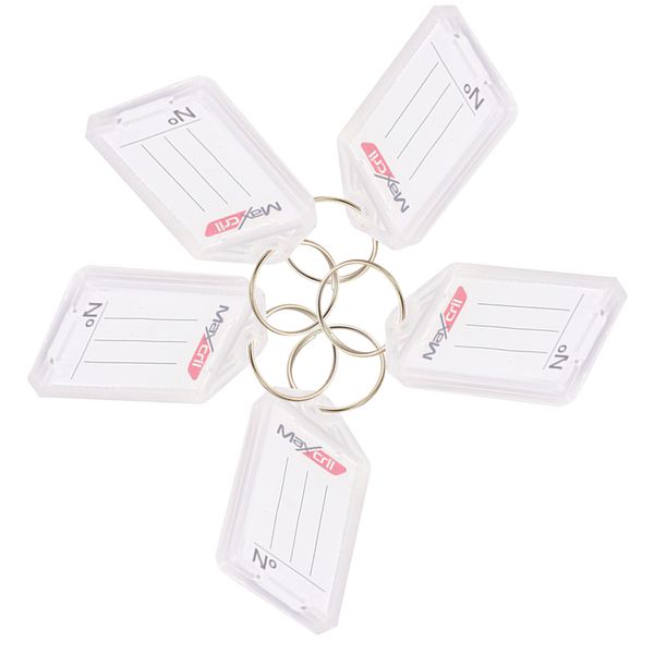 Kit 5 Chaveiro de Plástico Branco com Abertura e Etiqueta Pautada para Identificação