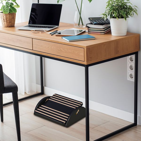 Apoio para os Pés Ergonômico com Regulagem de Altura Preto