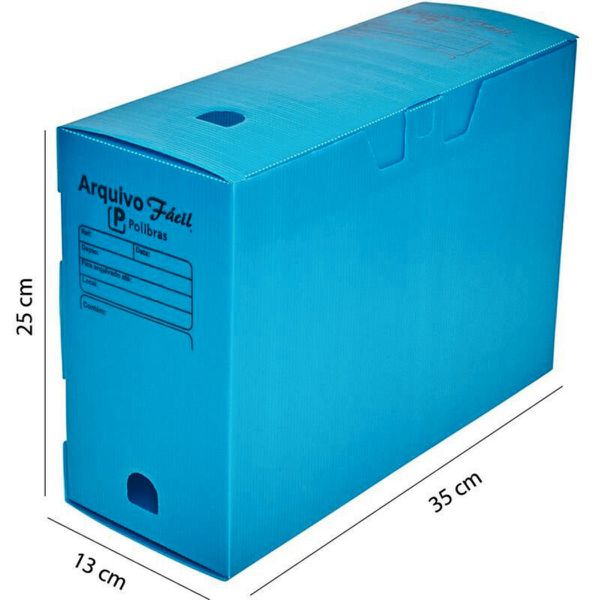 Caixa Arquivo Morto Fácil Novaonda 35 x 25 x 13cm Plástico PP Azul