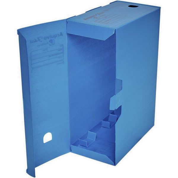Caixa Arquivo Morto Fácil Novaonda 35 x 25 x 13cm Plástico PP Azul