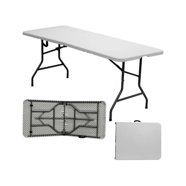 Mesa Dobrável Portátil Vira Maleta Festas Churrasco 183x76cm