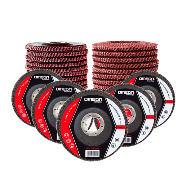 Kit com 10 Discos de Lixa Flap 4.1/2 para Lixadeira Ômega