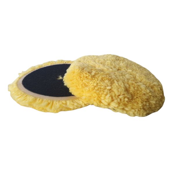 Boina Lã Polimento 7 Polegadas Com Velcro Grossa Amarela