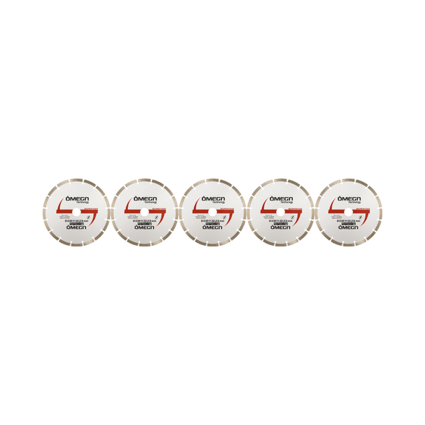 5 Discos de Corte Diamantado Segmentado 230 x 22,23mm Esmerilhadeira