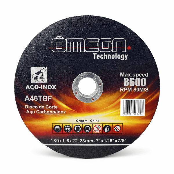 Disco de Corte Fino Super 7" Aço Carbono - Inox Ômega - Cortes Precisos