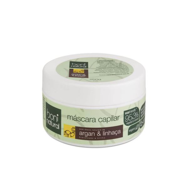 Máscara Capilar Natural e Vegana com Argan & Linhaça - Boni - 250gr