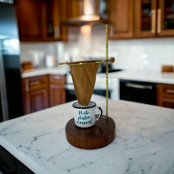 Passador de Café para Bulletproof de Madeira e Metal Caule