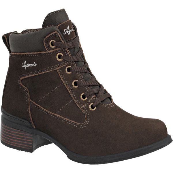 Bota Feminina Cano Curto Azimute Brasil Modelo 300 Nobuck Café