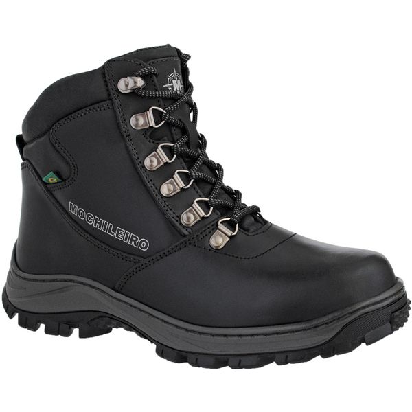 Bota Adventure Mochileiro 335 Couro Preto Solado Antiderrapante