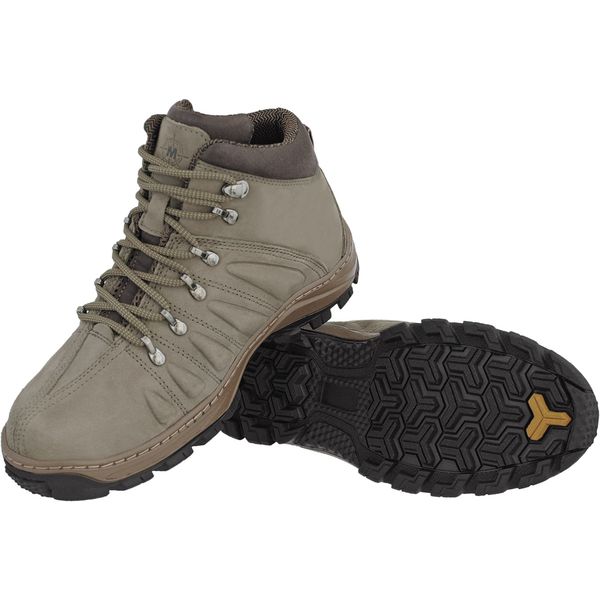 Bota Adventure Mochileiro 326 Couro Cinza Solado Antiderrapante