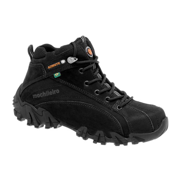 Tenis Azimute Brasil 5504 Preto Adventure em Couro Preto