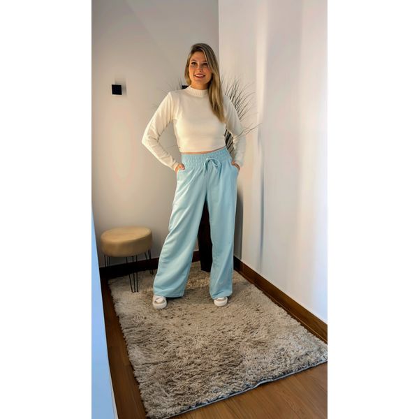 Pantalona Azul Bebê Moletinho 