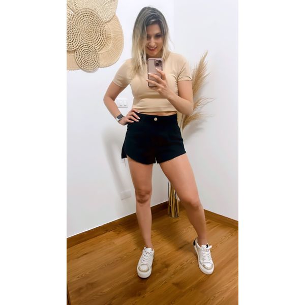 Shorts Jeans Color Preto