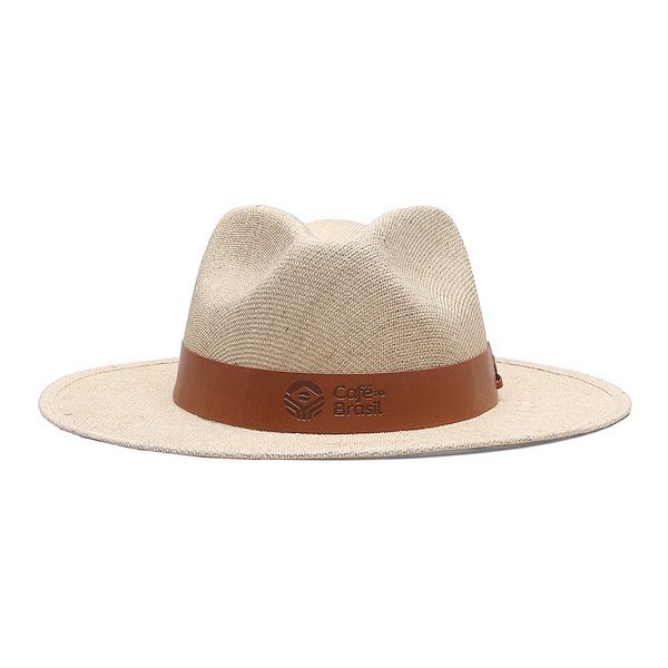 Chapéu Café no Brasil em Lona e algodão Fita em Couro sintético timbrado Bege