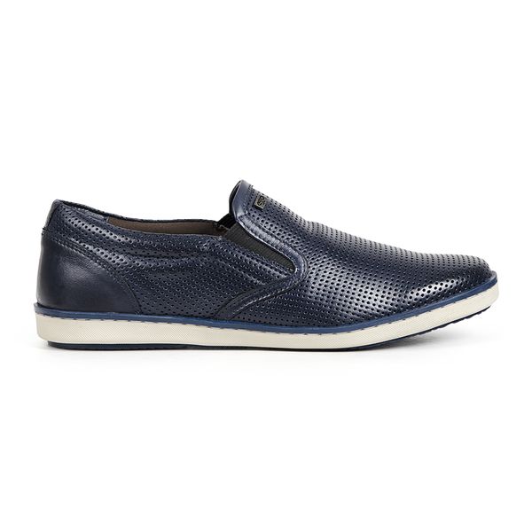 Sapatenis Casual Calprado Couro Plume Azul