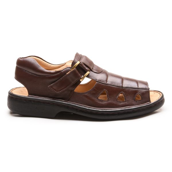 Sandália Masculina Confort Chocolate em Couro