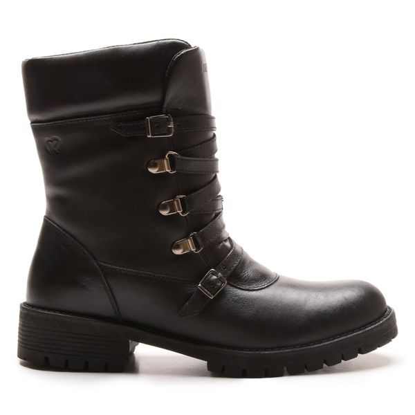 Bota/Coturno Feminina Kader Woman Couro Plume Preto