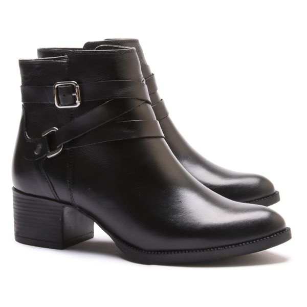 Bota/Coturno Feminina Kader Woman Couro Confort Preto