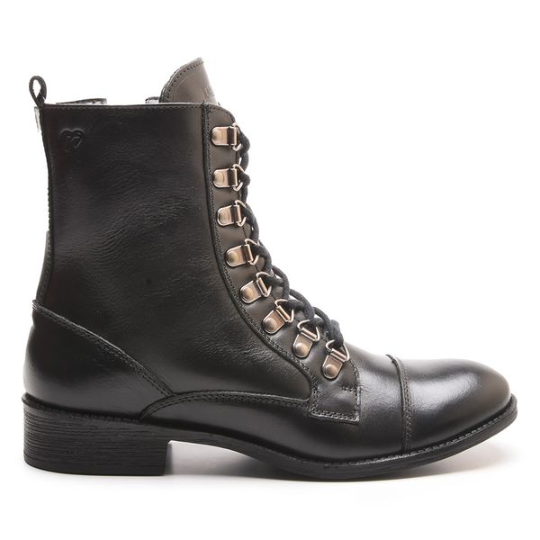Bota/Coturno Feminina Kader Woman Couro Confort Preto