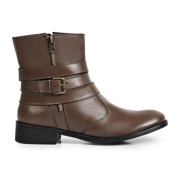 Bota/Coturno Feminina Kader Woman Couro Pinhão