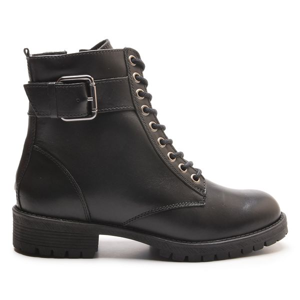 Bota Coturno Kader Woman Feminino Preto Cadarço Metal