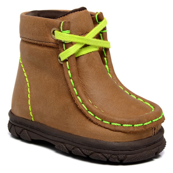 DESTROYER INFANTIL TÊNIS FÓSSIL CARAMELO COSTURA VERDE