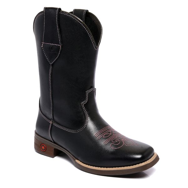 BOTA FEMININA TEXANA LÁTEGO PRETO BICO QUADRADO